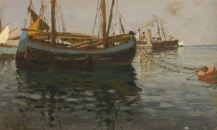 Julius Ludwig Friedrich Runge Dampf- und Fischerboote im sonnigen Licht oil painting image
